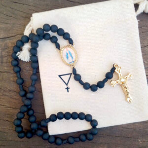 Terço de Nossa Senhora das Graças Agilis 8mm - Ouro e Preto