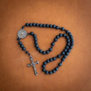 Terço Medalha de São Bento Agilis 8mm - Preto e Grafite