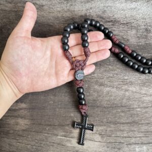 Terço de São José Virtus Mistérios em Cruz - Sagrado Coração e Preto