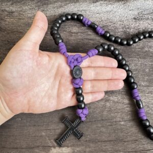 Terço de São José Virtus Mistérios em Cruz - Roxo e Preto
