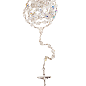 Terço Italiano com Cristais Swarovski em Prata de Lei 925