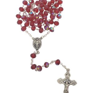 Terço Italiano de Cristal Nobre Oval Vermelho