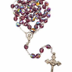 Terço Italiano de Cristal Nobre Roxo