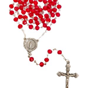 Terço Italiano de Cristal Vermelho 6 mm