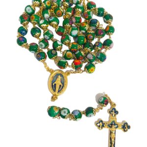 Terço Italiano de Cristal de Murano Mosaico Verde