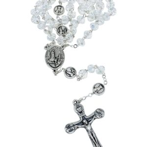 Terço de Cristal Donut Transparente de Nossa Senhora de Fátima Feito em Portugal
