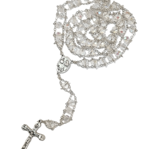 Terço de Cristal Transparente de Nossa Senhora de Fátima Feito em Portugal