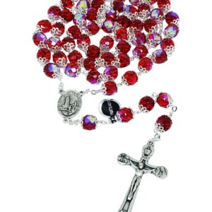 Terço de Cristal Vermelho de Nossa Senhora de Fátima Feito em Portugal