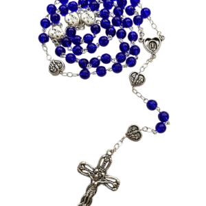 Terço de Murano Azul de Nossa Senhora de Fátima Feito em Portugal