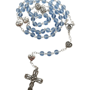 Terço de Murano Celeste de Nossa Senhora de Fátima Feito em Portugal