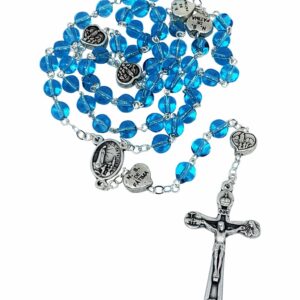 Terço de Murano Turquesa de Nossa Senhora de Fátima Feito em Portugal