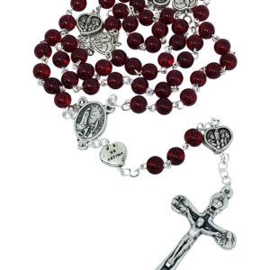 Terço de Murano Vermelho de Nossa Senhora de Fátima Feito em Portugal