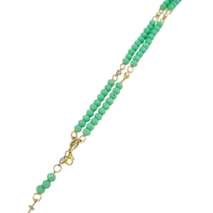 Terço de Pulso de Cristal de Vidro Verde Esmeralda