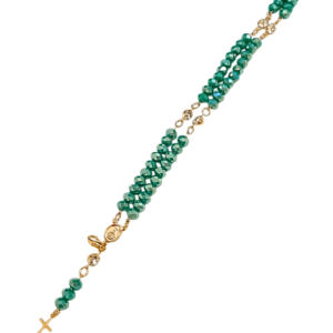 Terço de Pulso de Cristal de Vidro Verde Jade