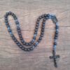 Terço Sagrado Coração de Jesus Agilis 8mm - Azul e Preto