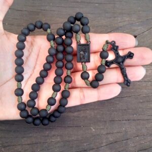 Terço Sagrado Coração de Jesus Agilis 8mm - Verde e Preto